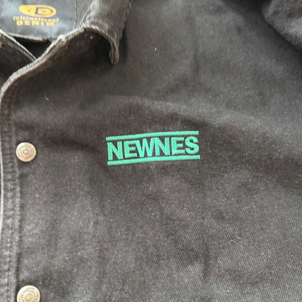NEWNES Mens Black‎ Teal Colorblock Denim Jacket Size Large - Picture 8 of 10